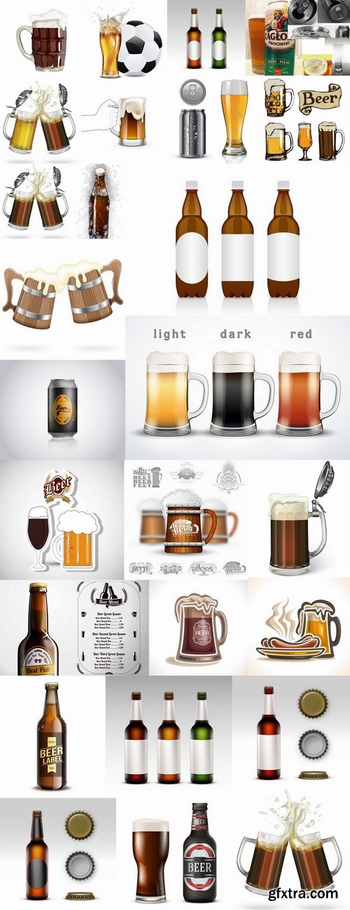 Beer bottle glass of soccer vector image 25 EPS