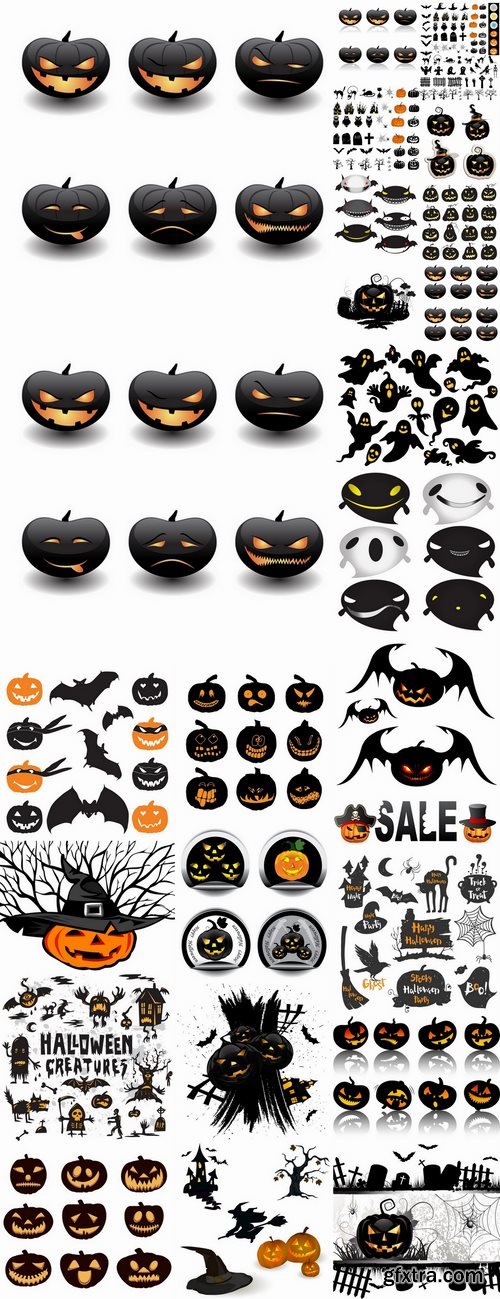 Icon halloween witch pumpkin Thanksgiving 25 EPS