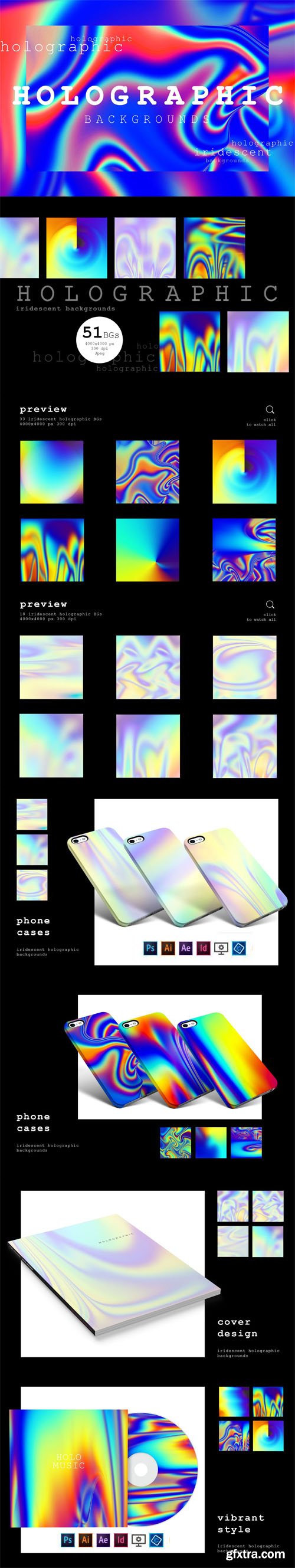 CM - 51 Holographic & Bright Iridescent Backgrounds