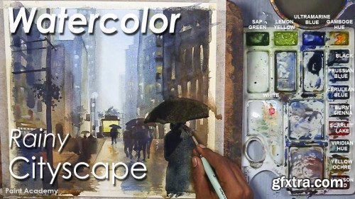 Watercolor Rainy Cityscape | Monsoon Painting | step by step for Intermediate learner