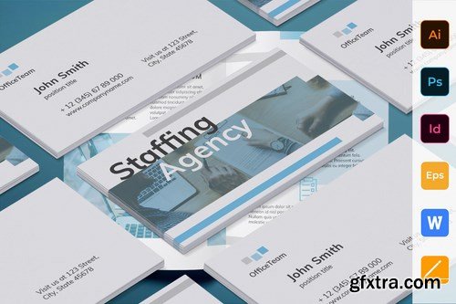 Staffing Agency Poster Flyer Business Card Brochure Bifold Trifold