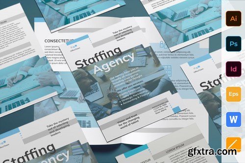 Staffing Agency Poster Flyer Business Card Brochure Bifold Trifold