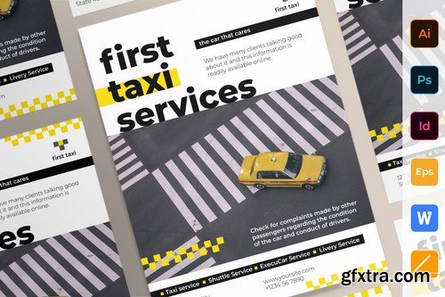 Taxi Services Poster Flyer Business Card Brochure Bifold Trifold