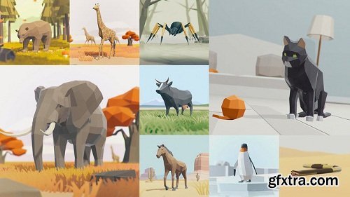 Low Poly Animated Animals Low-poly 3D model