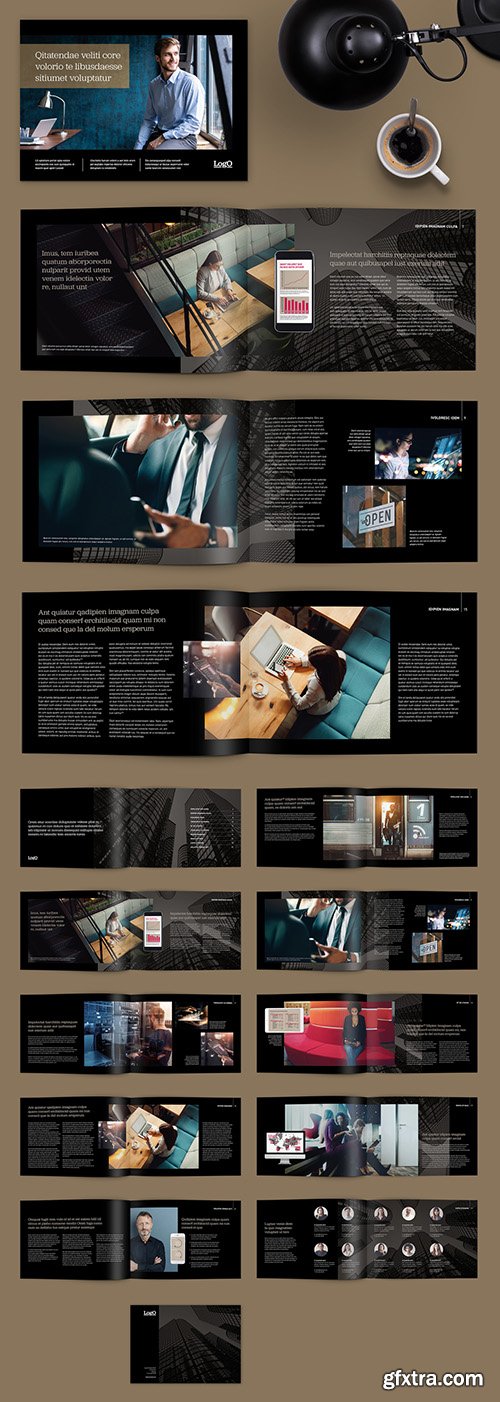 Dark Brochure with Mobile Device Illustrations 273040375