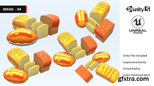 Cgtrader - Toy Toon Cute Food Collections Low Poly Pack - 01 AR VR Low-poly 3D model