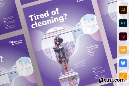 Cleaning Service Poster Flyer Business Card Brochure Bifold Trifold