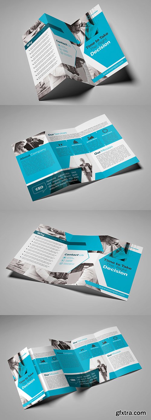 Gray and Teal Trifold Brochure Layout 207333385