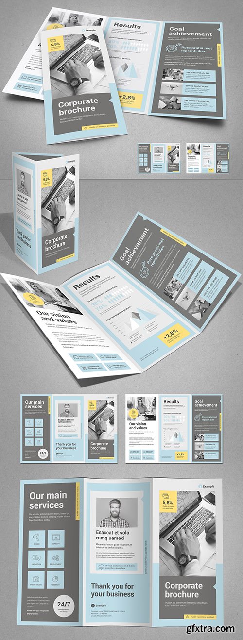 Trifold Brochure with Yellow Accents 255998708