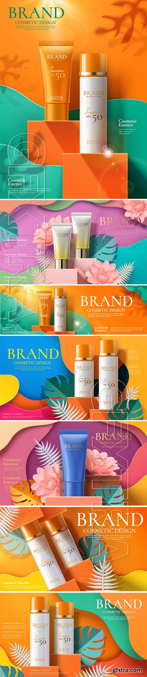 Cosmetic skincare tube and spray ads