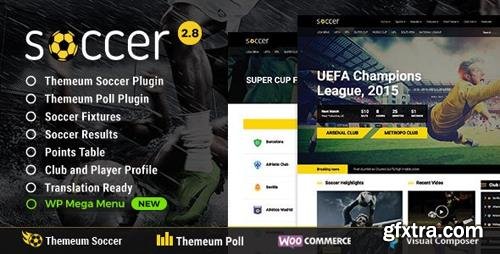 ThemeForest - Soccer v2.8 - Sport WordPress Theme with poll, fixture, result, points table, profile feature - 11890006