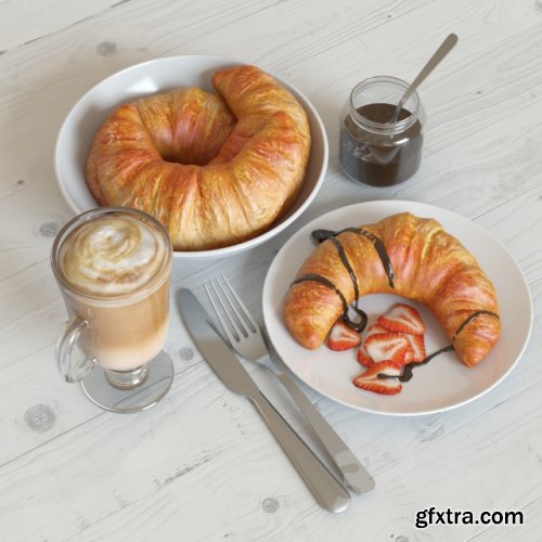 Breakfast with croissant 