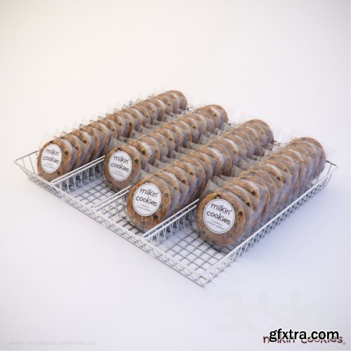 Milkin Cookies in basket 3D Model