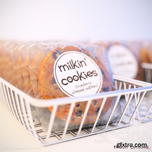 Milkin Cookies in basket 3D Model