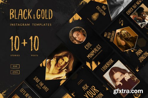 GraphicRiver - Black & Gold - Instagram Pack 24804604