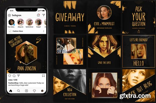 GraphicRiver - Black & Gold - Instagram Pack 24804604