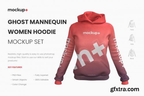 CreativeMarket - Realistic Women Hoodie Mockup 4001397