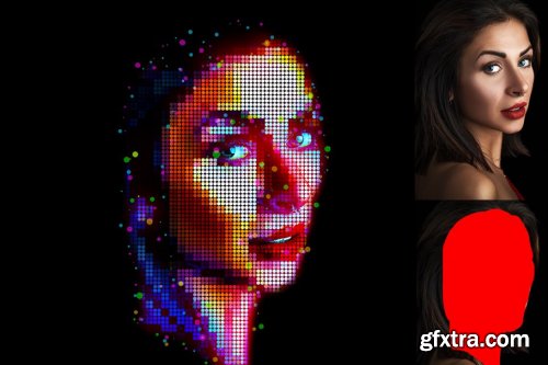 CreativeMarket - 4D Color Pixel Portrait Action 4066638