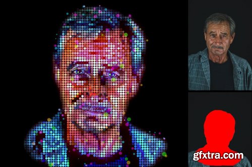 CreativeMarket - 4D Color Pixel Portrait Action 4066638