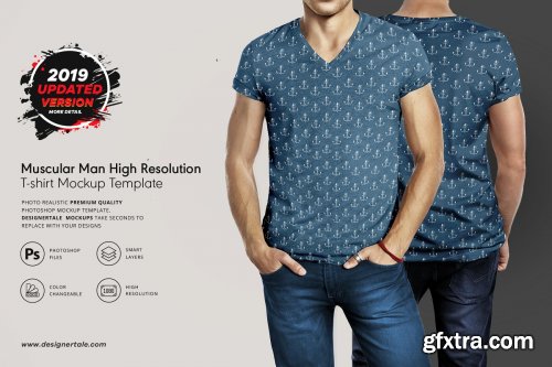 CreativeMarket - Muscular Men T Shirt Mockup Template 4108691