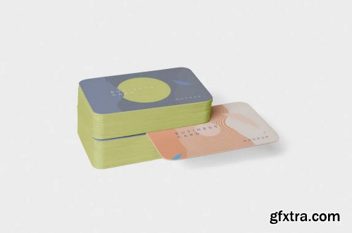 Business Card Mockup Stack Round Corners