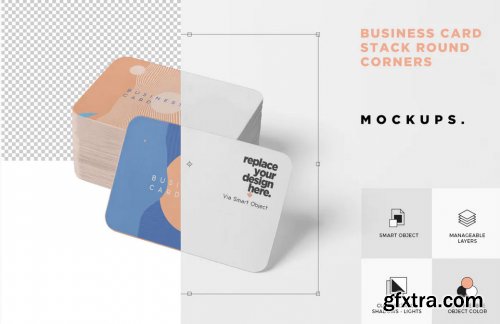 Business Card Mockup Stack Round Corners