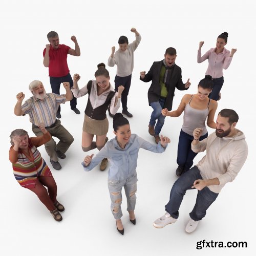 People Fan Collection x10 VR / AR 3d model