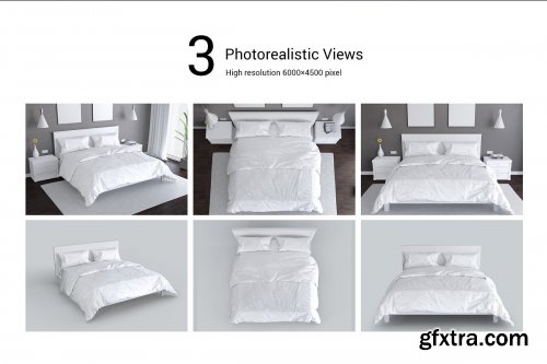 CreativeMarket - Bedroom and Bed Linen Mockup Set 4127650