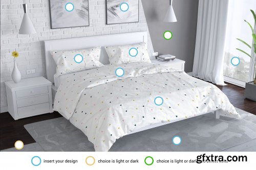 CreativeMarket - Bedroom and Bed Linen Mockup Set 4127650