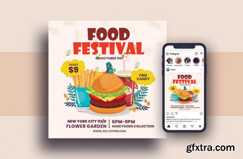 Food Festival Square Flyer & Instagram Post