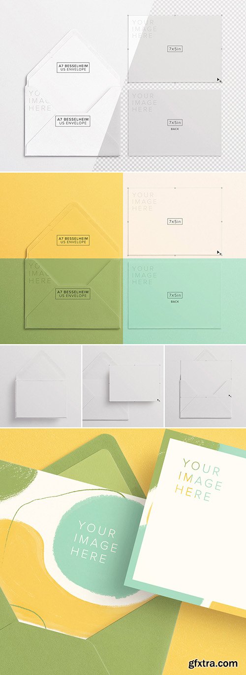 Card Front and Back with Envelope Mockup 278818310