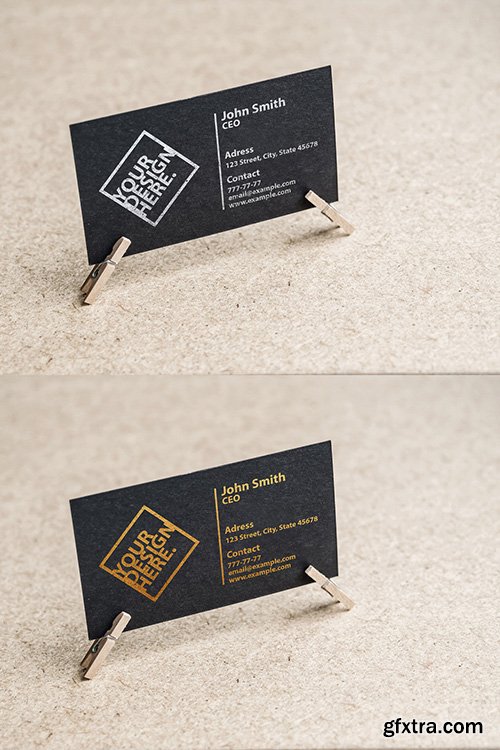 Textured Business Card Mockup with Clothes Pins 279220407