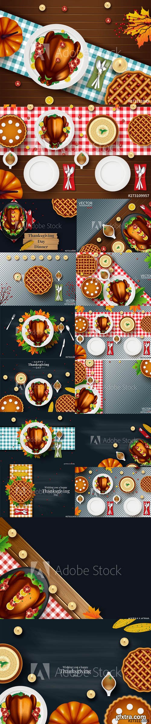 Vector Set - Thanksgiving Dinner Background Collection 6