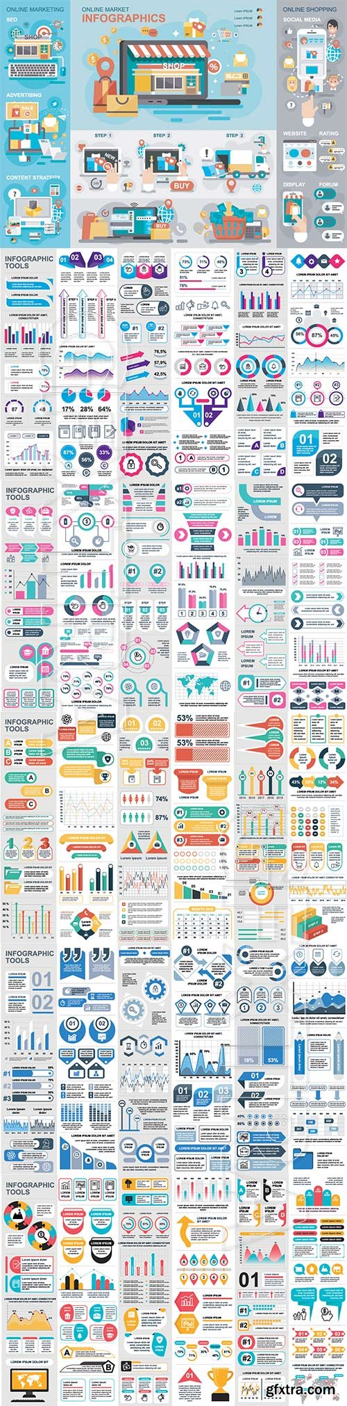 Infographic elements data visualization vector