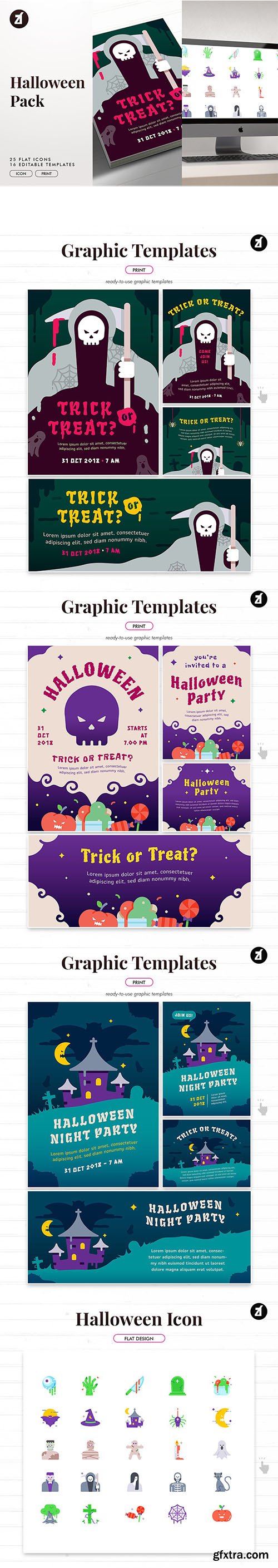 Halloween icon pack with bonus graphic templates 4