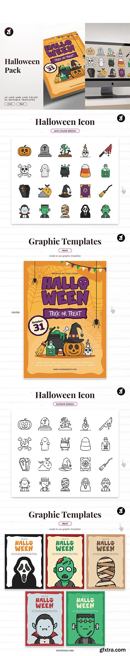 Halloween icon pack with bonus graphic templates 5