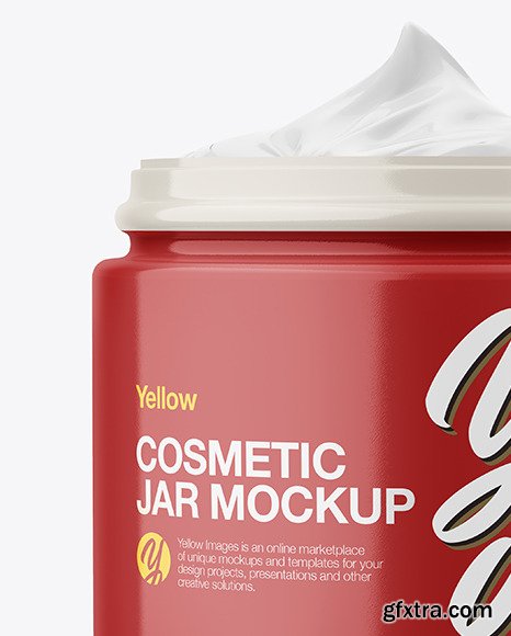 Opened Glossy Plastic Cosmetic Jar Mockup 49591