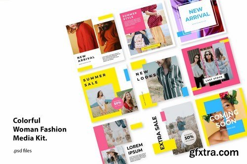 Social Media Kit Colorful Fashion Woman