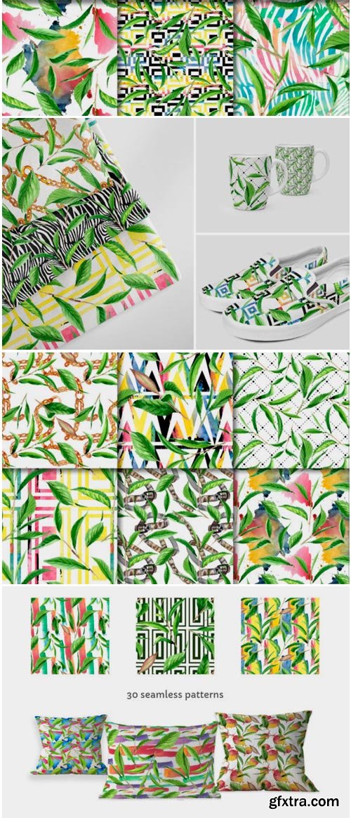 Green Tea Leaves Watercolor Png 1802918