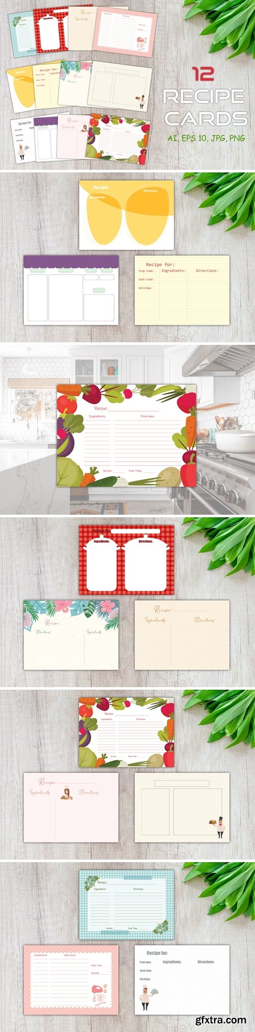 12 Editable Recipe Cards