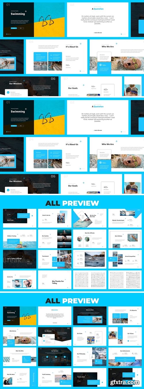 Swimming Powerpoint, Keynote and Google Slides Templates