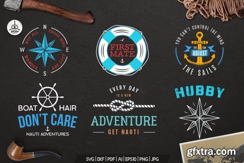 Retro Nautical Badges Set, Travel Label, Prints