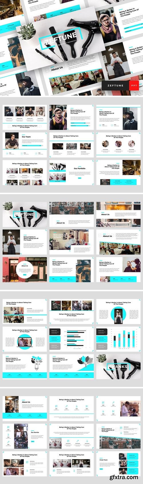 Zeftune - Barbershop Powerpoint, Keynote and Google Slides Templates