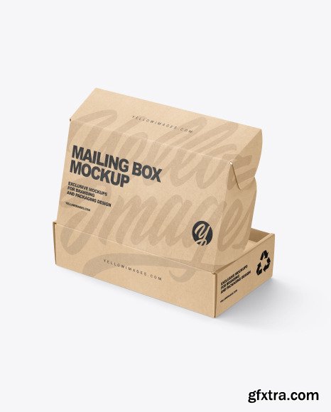 Opened Kraft Paper Mailing Box Mockup 49895