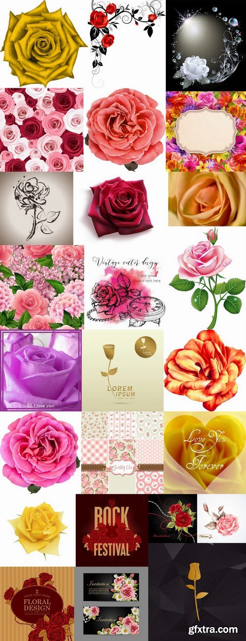 Rose flower invitation card postcard vector image 25 EPS