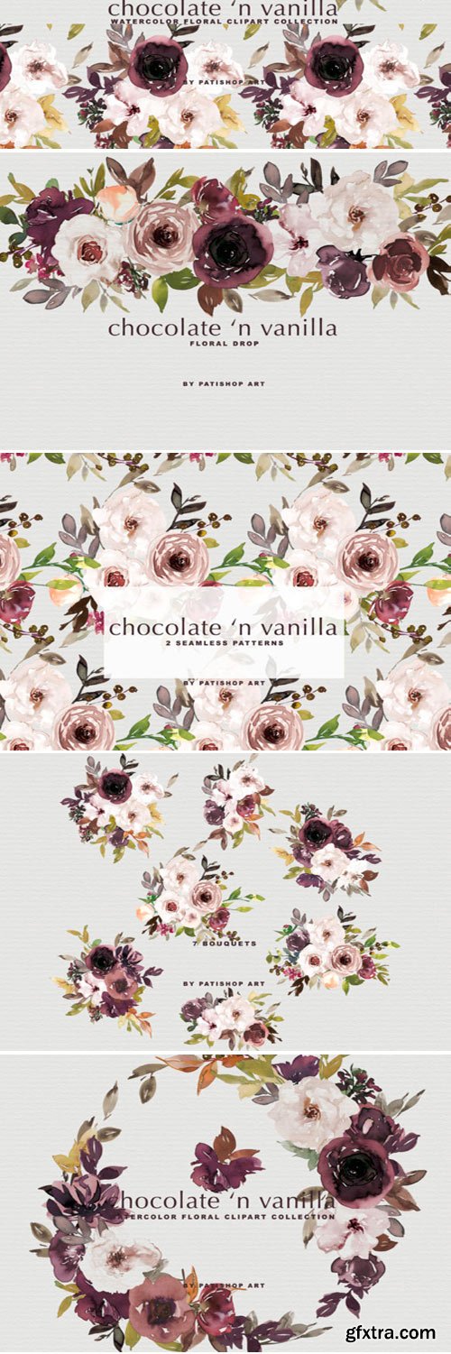 Chocolate & Vanilla Watercolor Floral 1801915