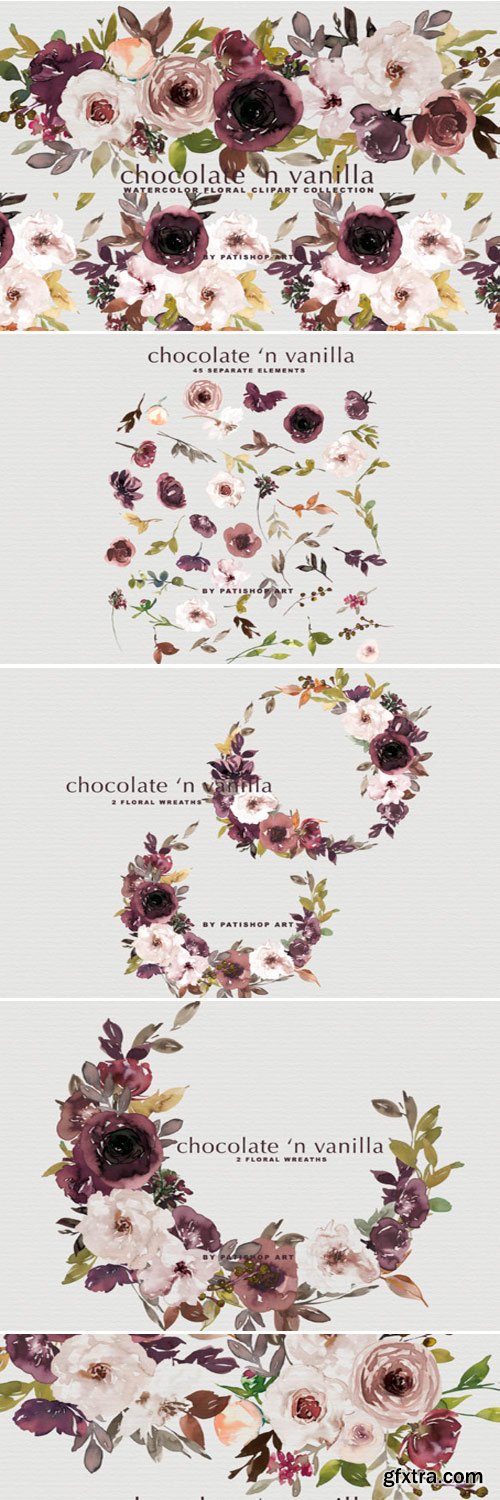 Chocolate & Vanilla Watercolor Floral 1801915