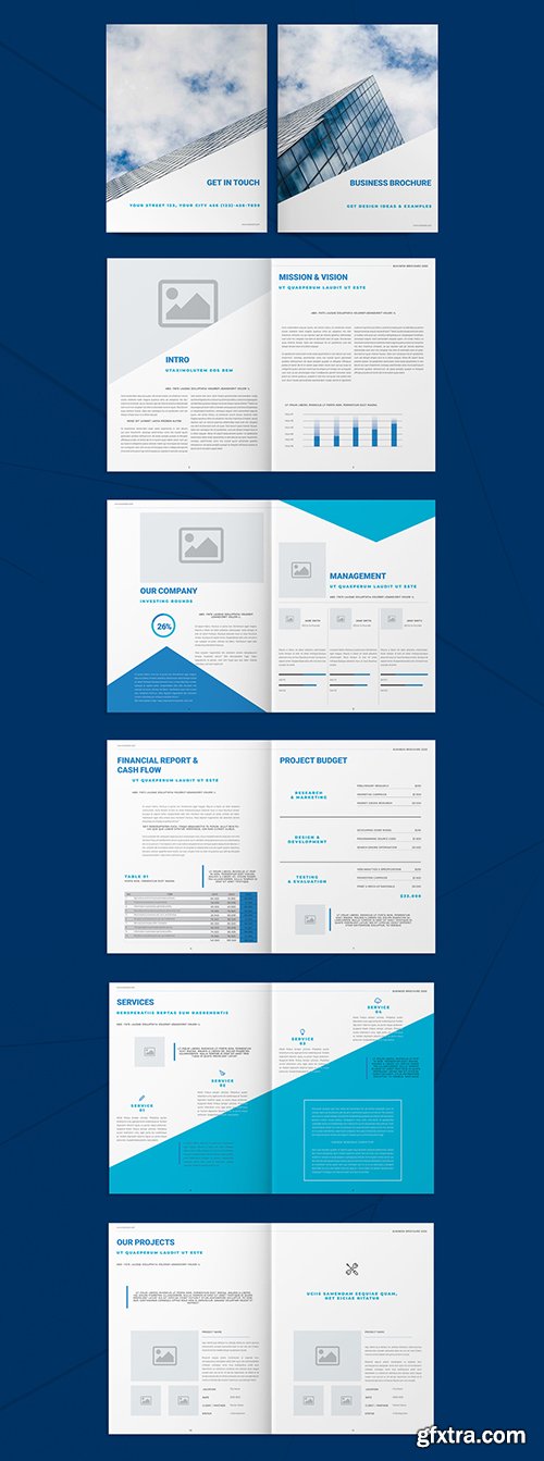 Business Brochure Layout with Blue Accents 293455292