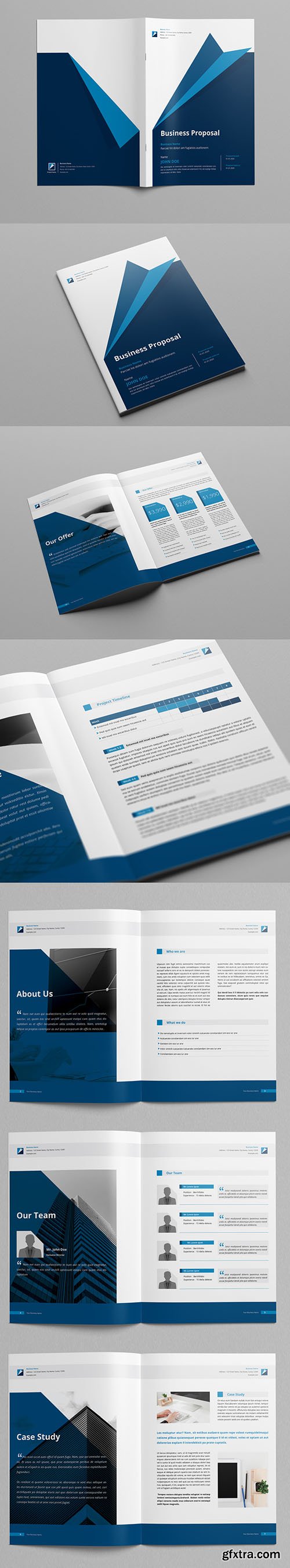 Business Proposal Layout with Blue Accents 220149505