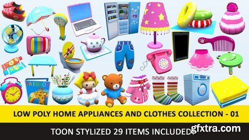 Cgtrader - Toon Household Appliances Animated Low Poly Collection - 01 Low-poly 3D model